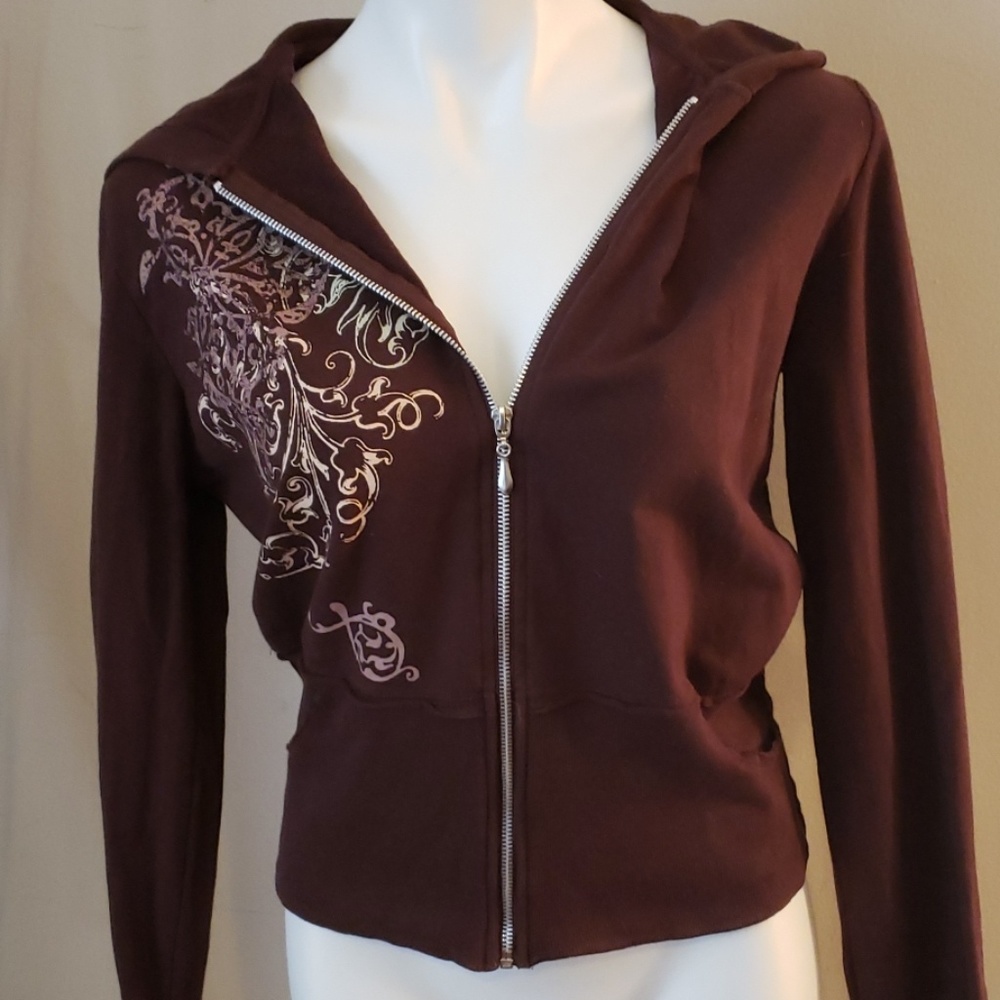 Dark Brown Zip Up Hoodie